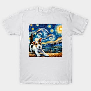 Starry Jack Russell Terrier Portrait - Dog Portrait T-Shirt